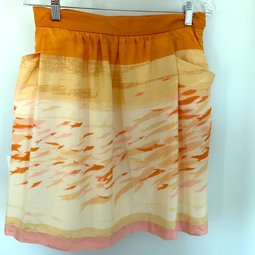 We Love Vera Silk Skirt Orange Fish Size 10